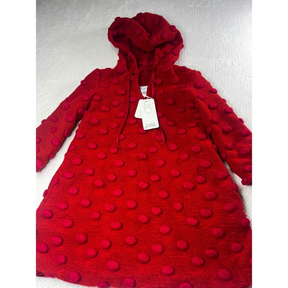 Isabel Garreton Girls Red Wool Blend Hooded Coat Dress Polka Dot NEW Sz 6 - Picture 1 of 12